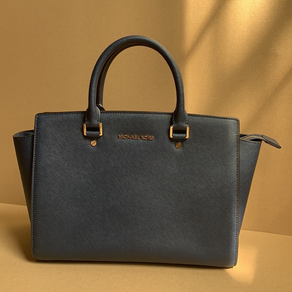 MK Selma Navy Large Satchel Handbag